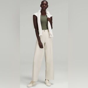 Lululemon City Sleek 5-Pocket Wide-Leg High-Rise Pants, size 27, EUC, White Opal